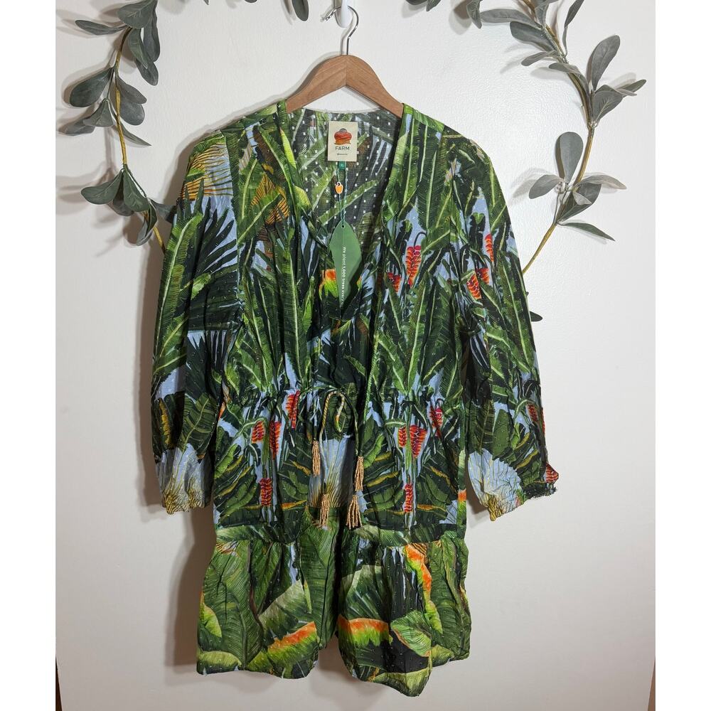 NWT Farm Rio Amazonia Forest Blue Mini Dress